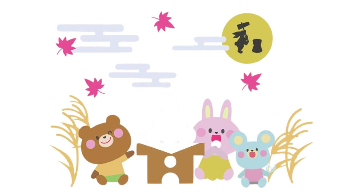 【十五夜壁面】こんばんは お月の国のうさぎさん