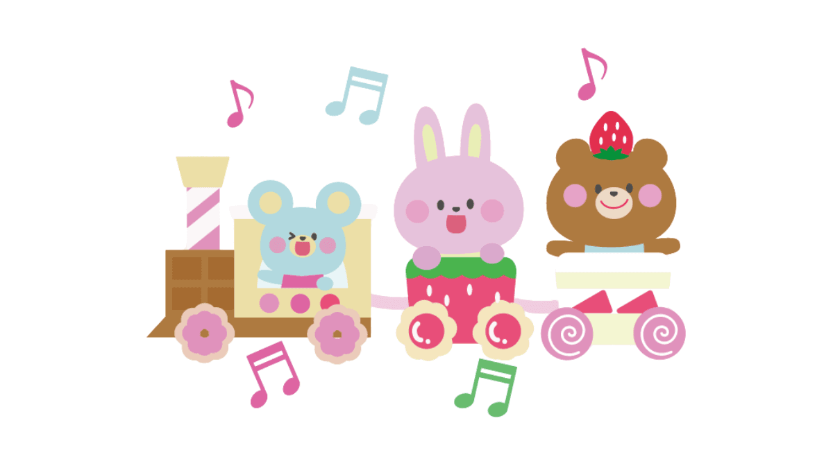 みんな大好きお菓子の汽車ぽっぽの壁面飾り